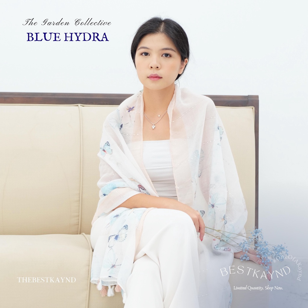 Blue Hydra The Garden Collective | The Best Kaynd |  Premium Scarf Selendang Pashmina Syal Shawl Pasmina Hijab Kain Batik