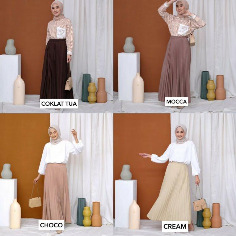 PALING BAGUS Rok plisket premium import tebal ☣ 861