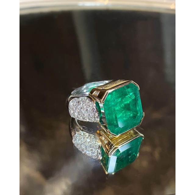 rare item natural [EMERALD BERYL COLOMBIA WITH RING GOLD 18K] zamrud colombia emban cincin wanita ri