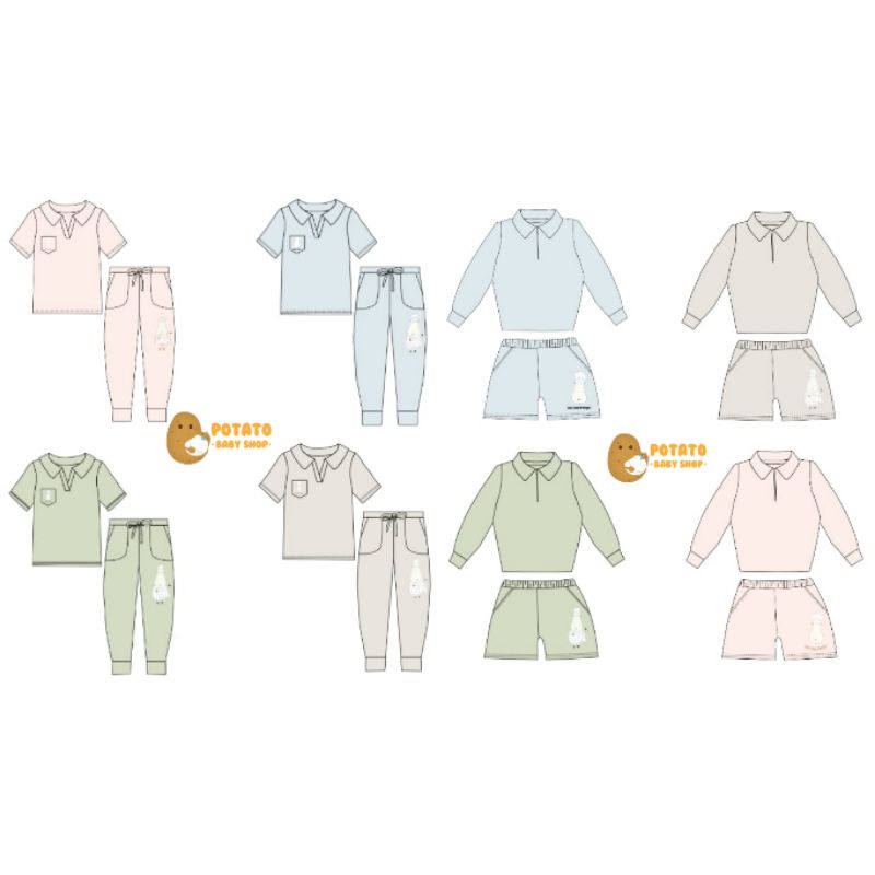 Baabaasheepz Pyama Kids Lounge Wear Long &amp; Short X Tiffany Arthur - Setelan Anak Baabaasheepz pajama