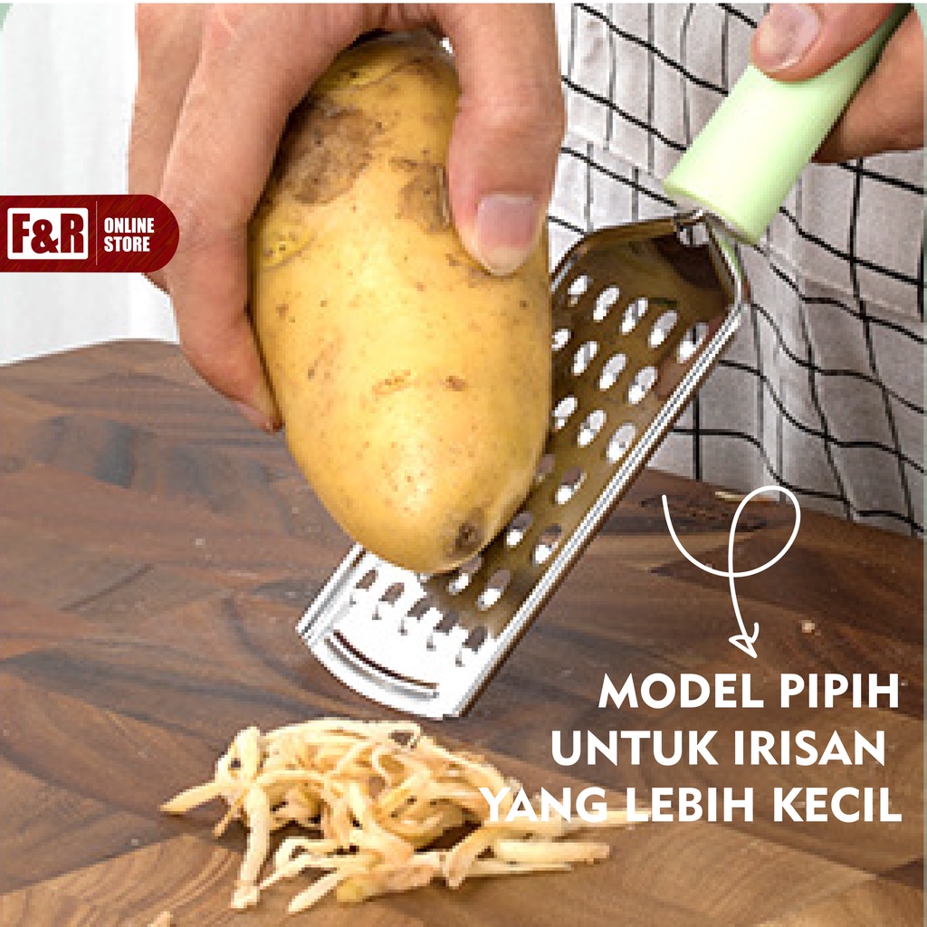 Alat Parut Stainless Steel Parutan Keju Cokelat Wortel Kentang Sayur Grated Cheese 21Cm Serbaguna