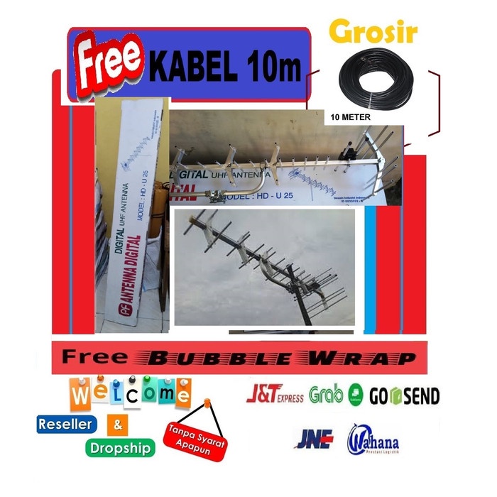 ANTENA TV DIGITAL Antena tv digital dan analog PF HDU 25 HDU-25 FREE 10 m kabel antena set top box f