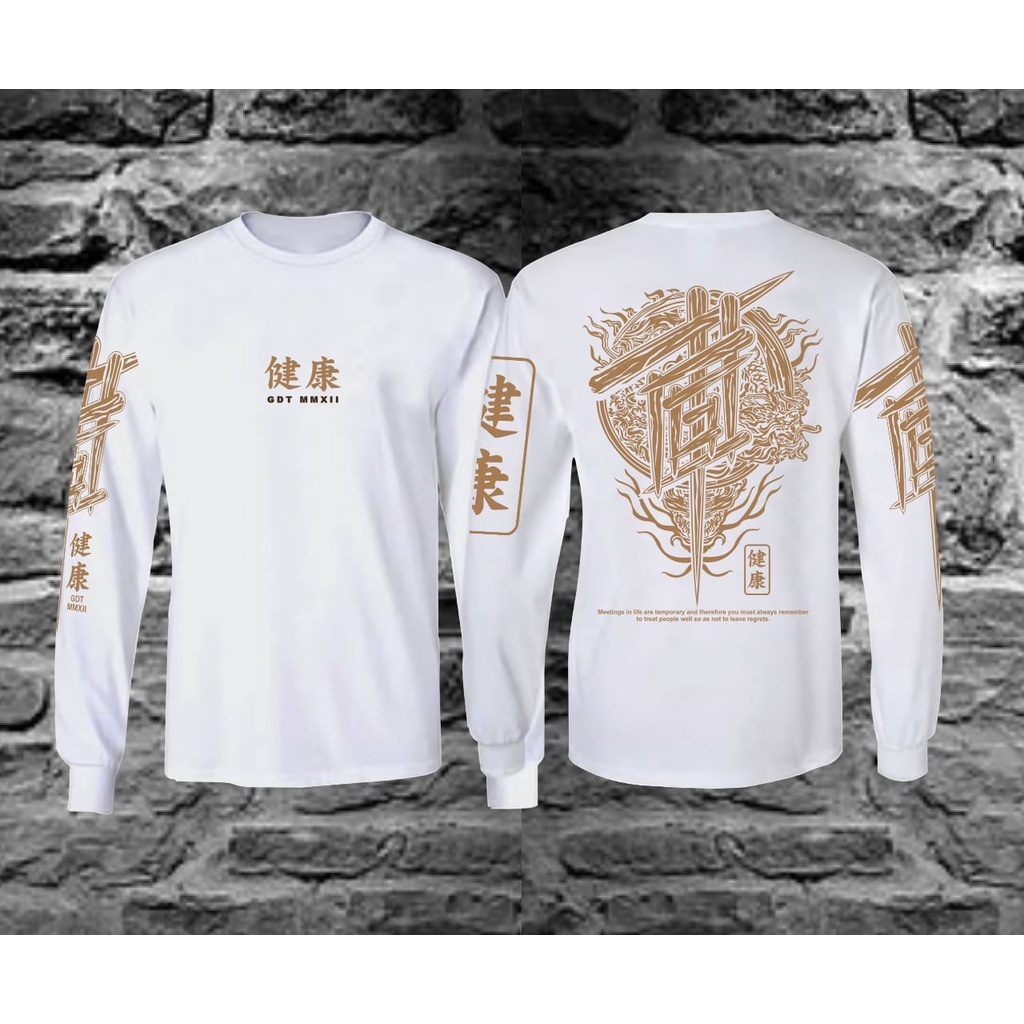 Baju Kaos Lengan Panjang Pria Terbaru/ Kaos Distro Pria/Kaos Naga Jepang PutihTerbaru /Kaos Anime Je