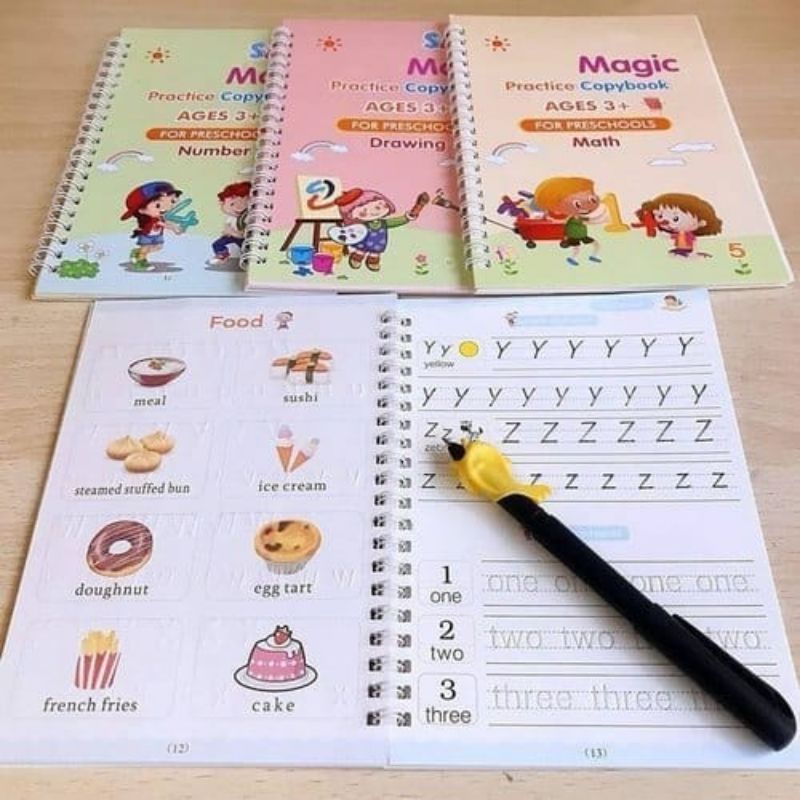 {DS} Buku Belajar Anak Sank Magic 1 Set Isi 4 Buku dan Pulpen  Set Buku Latihan Belajar Menulis