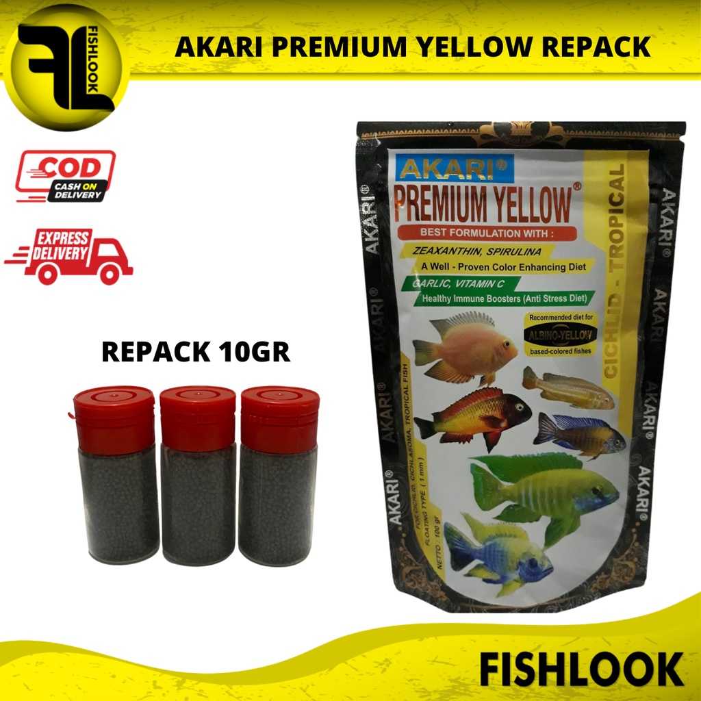 Pelet Akari Premium Blue Red Yellow Maxi Chichlid Repack 10gr