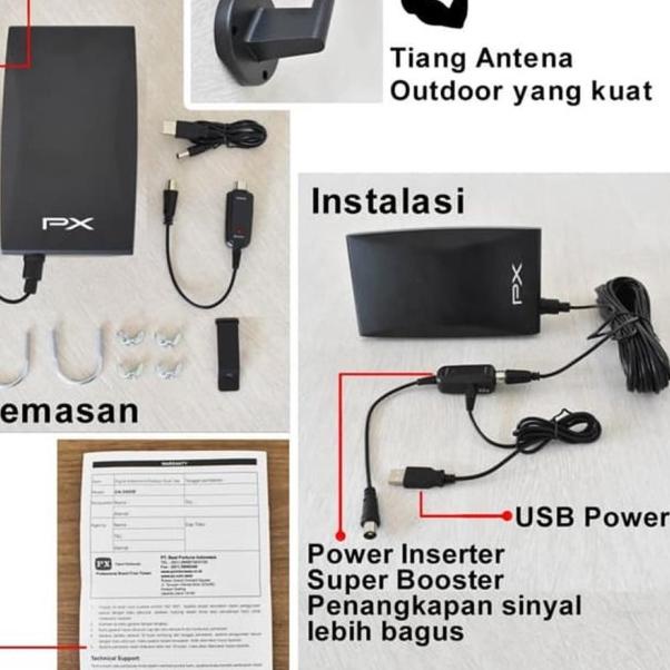 ANTENA TV DIGITAL DAN ANALOG PX DA-5400B BOOSTER INDOOR OUTDOOR