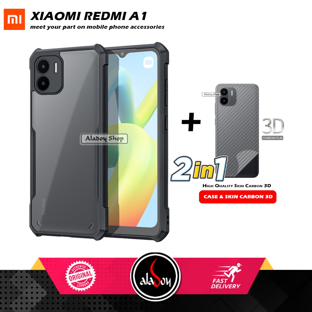 Case Xiaomi Redmi A1 Armor Fusion Transparent Casing Free Skin Carbon 3D