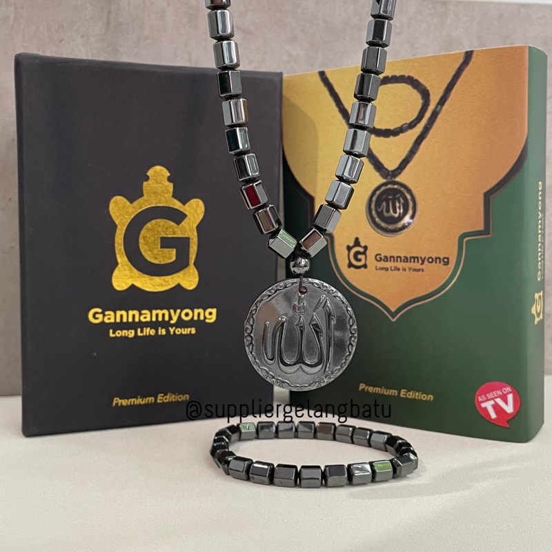 PREMIUM GANNAMYONG ALLAH UKIR KALUNG GELANG KESEHATAN HEMATITE