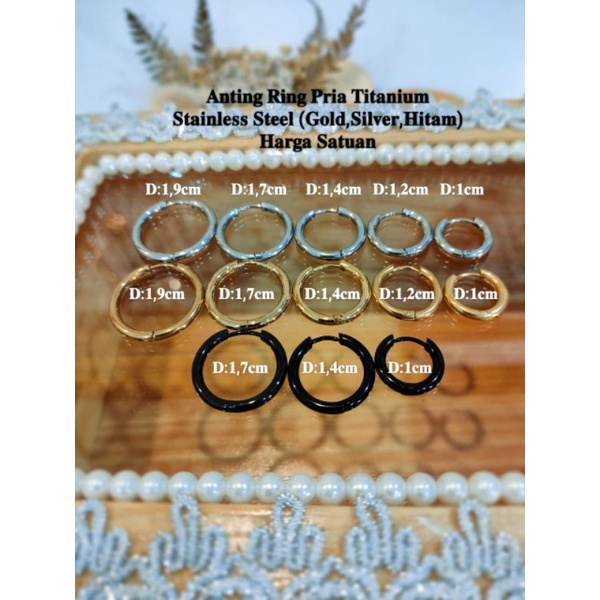 Anting Hoops,anting bulat anting ring pria titanium anting bulat pria wanita