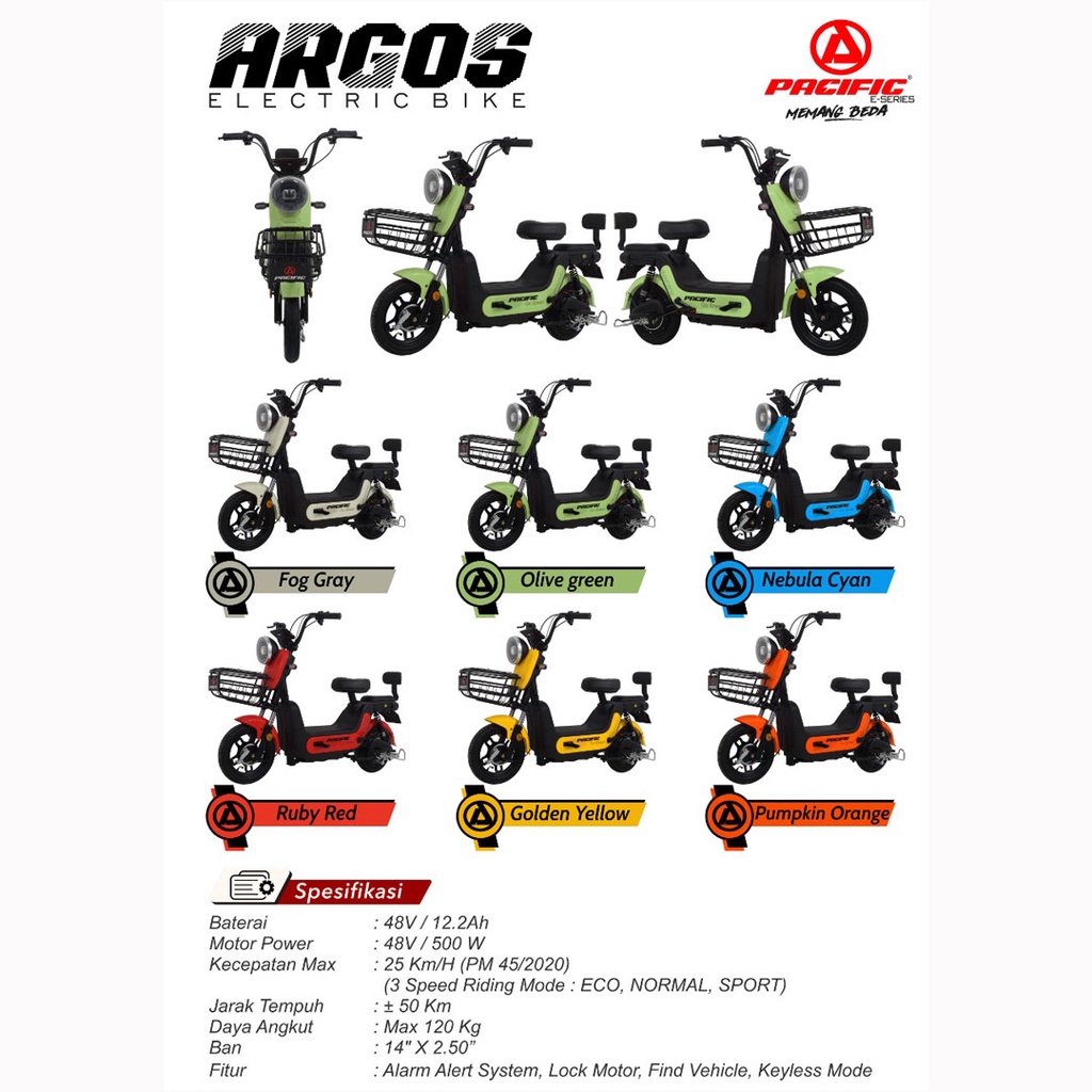 BARU SEPEDA LISTRIK EBIKE PACIFIC ARGOS GARANSI RESMI