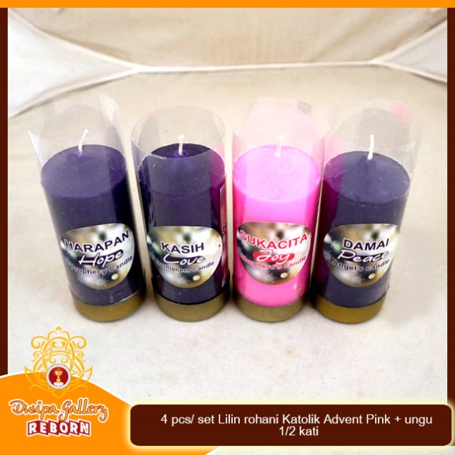 Lilin Doa Advent Adven Ungu Pink Lilin Rohani Misa Natal 10cm motif sticker bulat