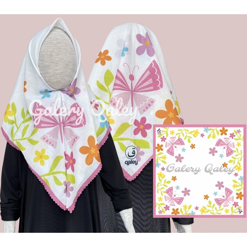 VOAL PRINTING ANAK INSTANT MOTIF KUPU2 BESAR / HIJAB INSTANT ANAK LUCU / HIJAB INSTANT ANAK KARAKTER