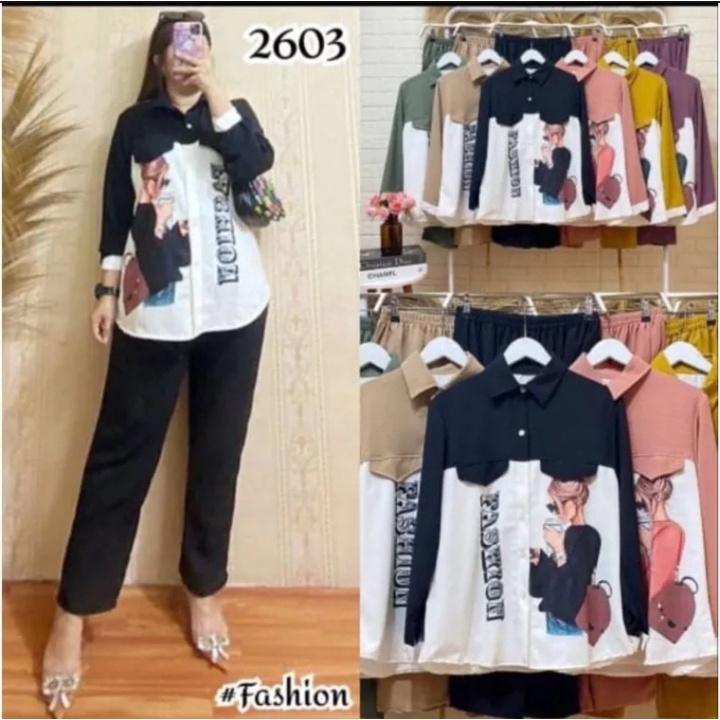 Minigo set setelan sablon bahan cringkel /COD