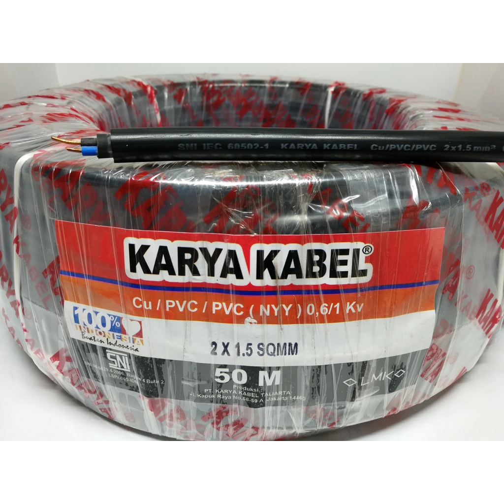 Kabel Listrik Kawat KARYA NYY 2x1,5 2x1.5 50meter (50m)