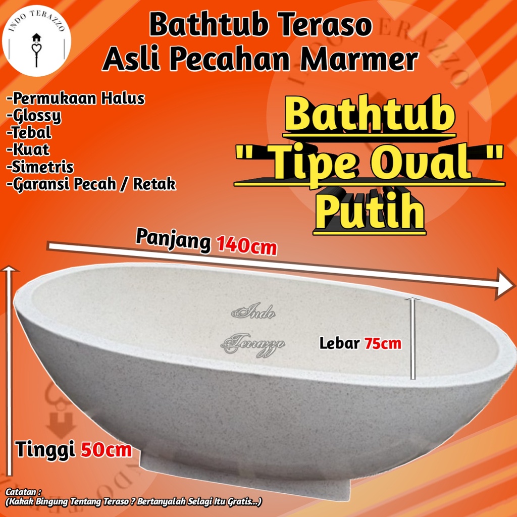 (P140) BATHTUB OVAL INDO TERAZZO BATHTUB BAYI DEWASA TERASO MARMER