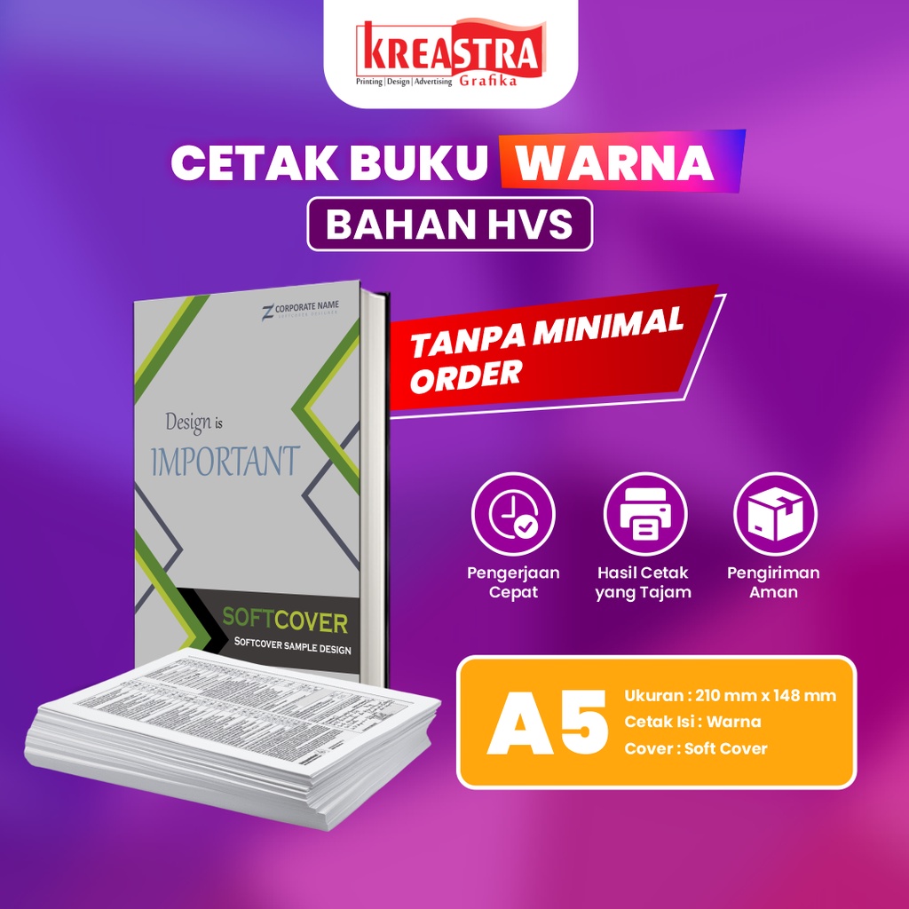 Jual Jasa Cetak Percetakan Buku Ukuran A5 Isi Warna Bahan HVS Sampul ...