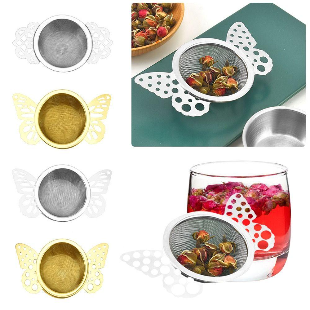 Solighter Tea Strainer Reusable Teapot Portable Penyaring Teh Bentuk Kupu-Kupu/Bunga