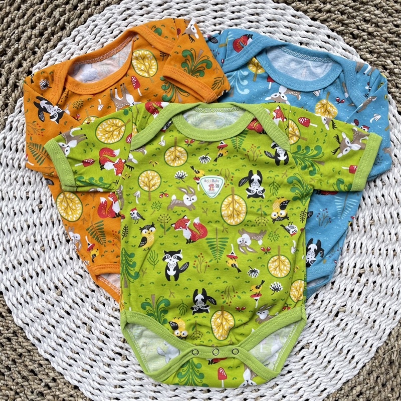 PROMO 7.7 3Pcs Jumper Bayi Bodysuit Motif Full Sablon Jumper Bayi Newborn SNI DNW BABY