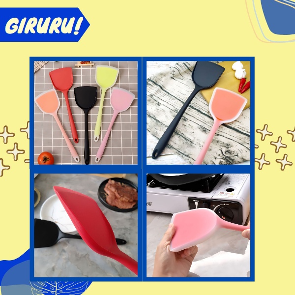 SUTIL SILIKON WHITE GRADATION TAHAN PANAS / SPATULA SILICONE TAHAN PANAS / Spatula teflon sodet silicone turner gagang silikon hitam Pembalik Makanan Panas Tidak Meleleh / Spatula Oseng Daging Sayur