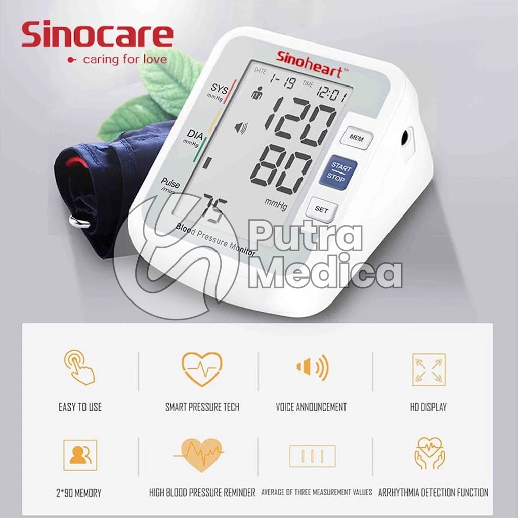 Sinoheart Tensimeter Digital BA-801 / Tensi Lengan Elektronik / Alat Ukur Tekanan Darah / Automatic Blood Pressure Monitor