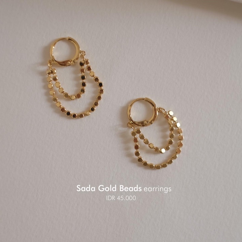 Ark.co - Sada Earrings (In silver &amp; Gold &amp; beads) anting huggies rantai minimalis