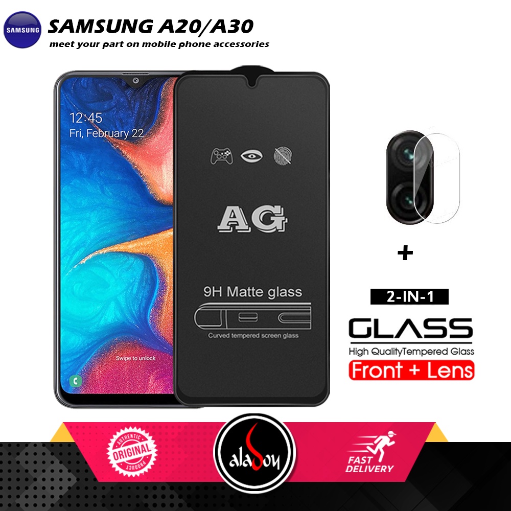 Samsung A20/A30 PAKET 2IN1 Tempered Glass Matte Anti Glare Full Layar dan Tempered Glass Kamera