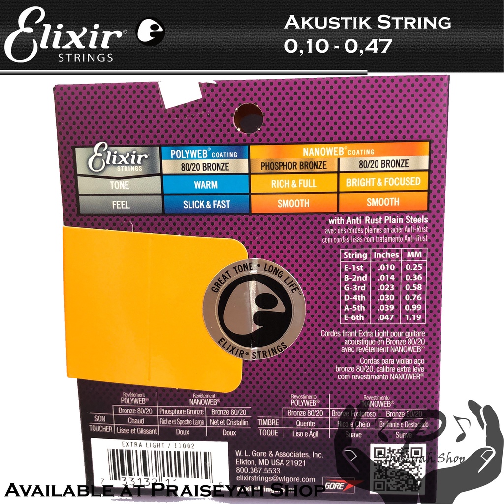 Elixir Senar Gitar Akustik Bronze Original USA Guitar String