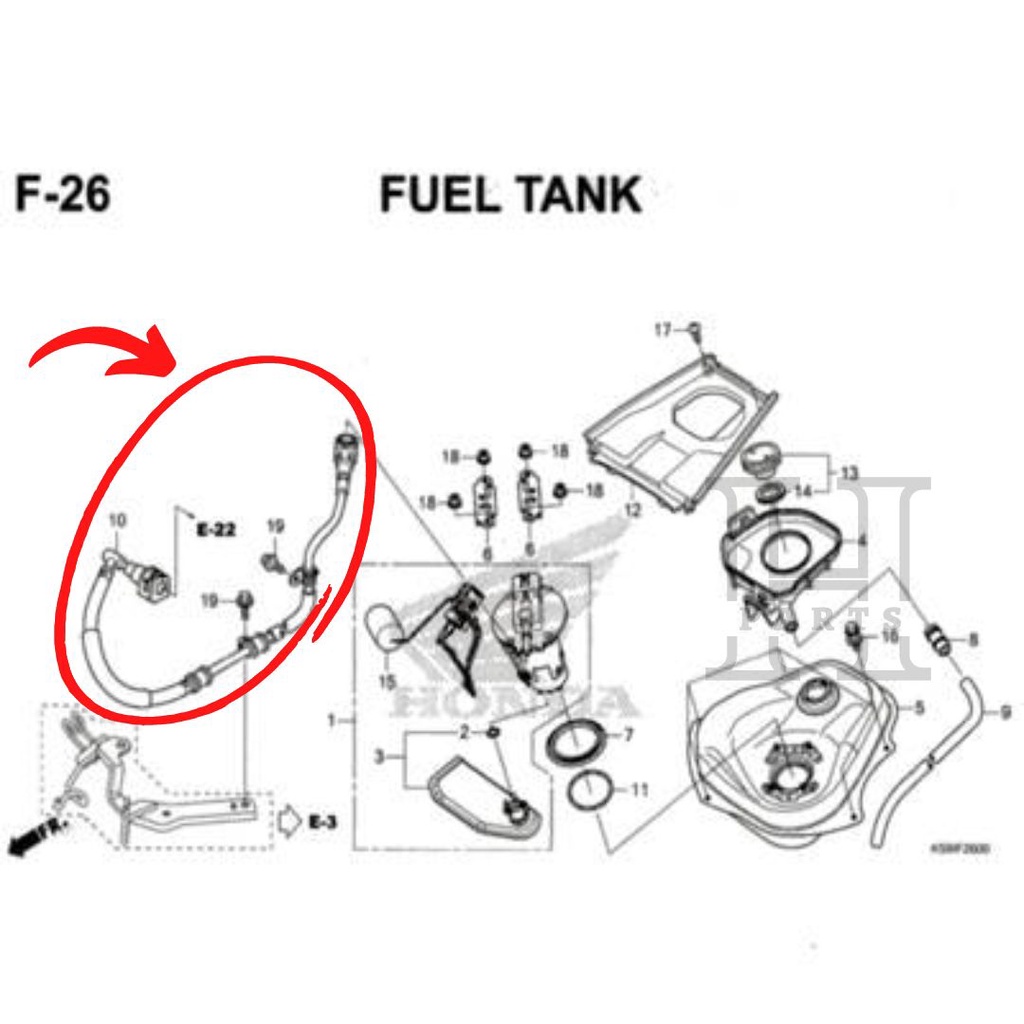 SELANG BENSIN HOSE COMP FUEL FEED VARIO 150 ESP K59 NEW VARIO 150 ESP K59J 17570-K59-A11 ASLI ORIGINAL AHM HGP HONDA