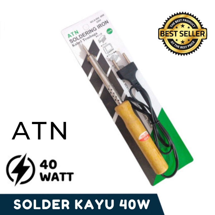 Solder Kayu 40 Watt ATN Listrik/Wooden Soldering Iron 40W Gagang Kayu