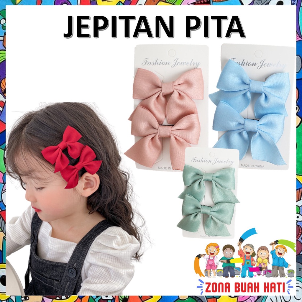 ZBH Jepit Rambut Pita Anak Lucu 2 in 1 Jepitan Rambut Fashion Jepitan Ribbon Hair Pin Gaya Korea Kids Import Murah