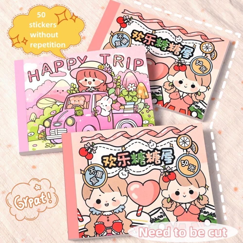 R-bunga 50lembar/stiker Buku Akun Tangan Non Berulang Dekorasi Laptop Scrapbooking