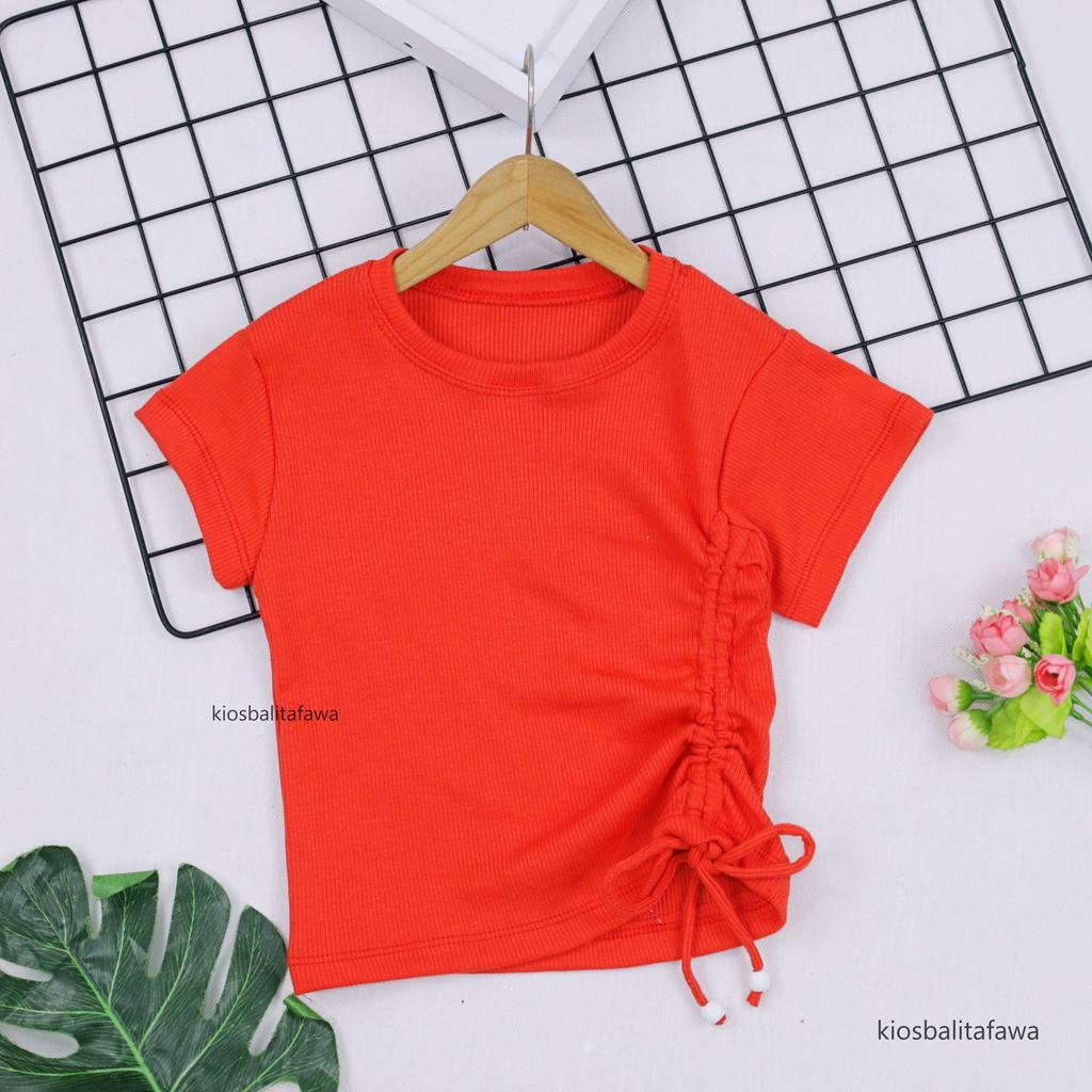 Lalisa Crop Top 2-5 Years / Kaos Knit Anak Perempuan Polos Baju Serut Anak Perempuan Blouse Atasan Bahan Cotton Rib Tebal Stretch Balita 2-5 Tahu Babycinnamon