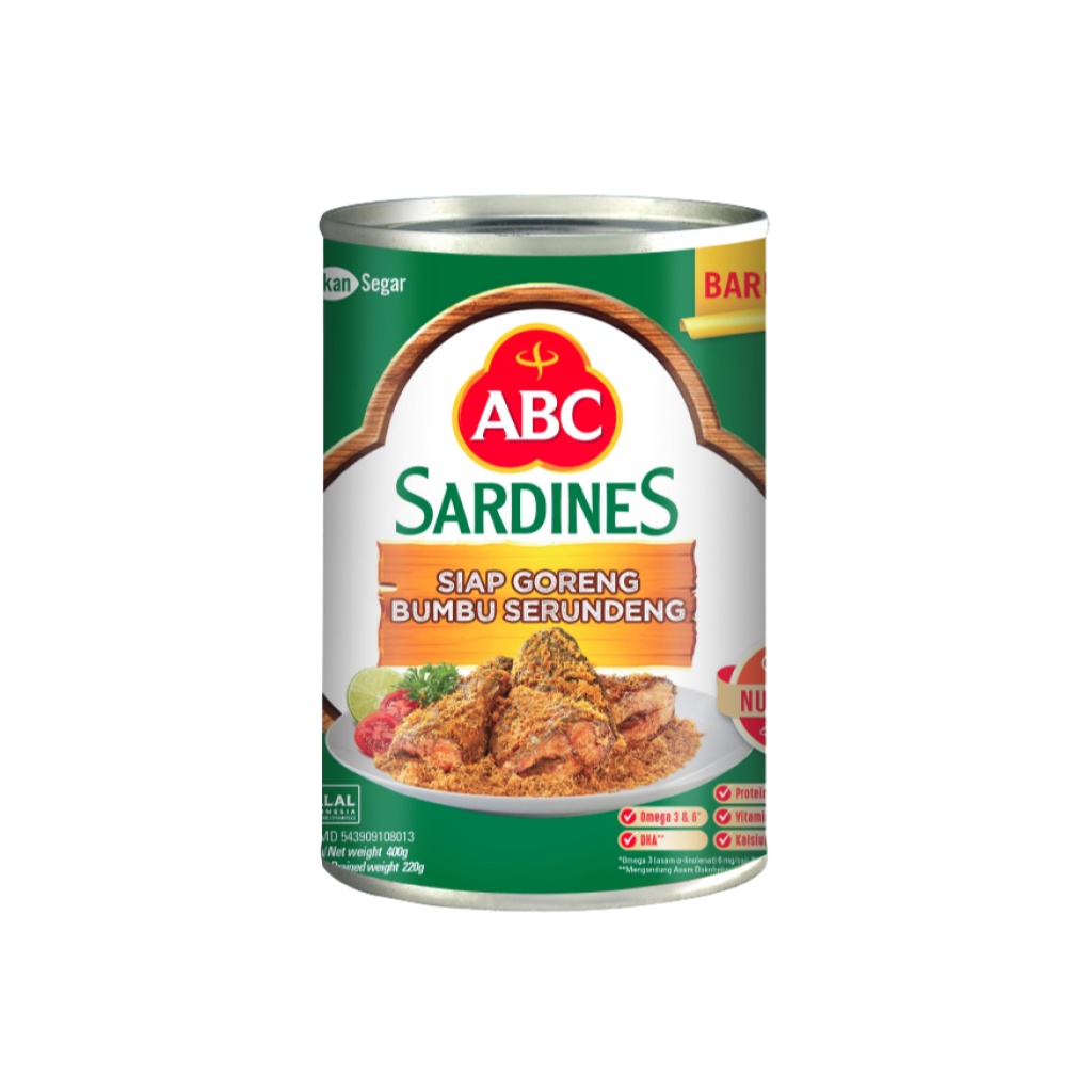 ABC Bundling Sarden Siap Goreng Bumbu Serundeng 400g &amp; 155g