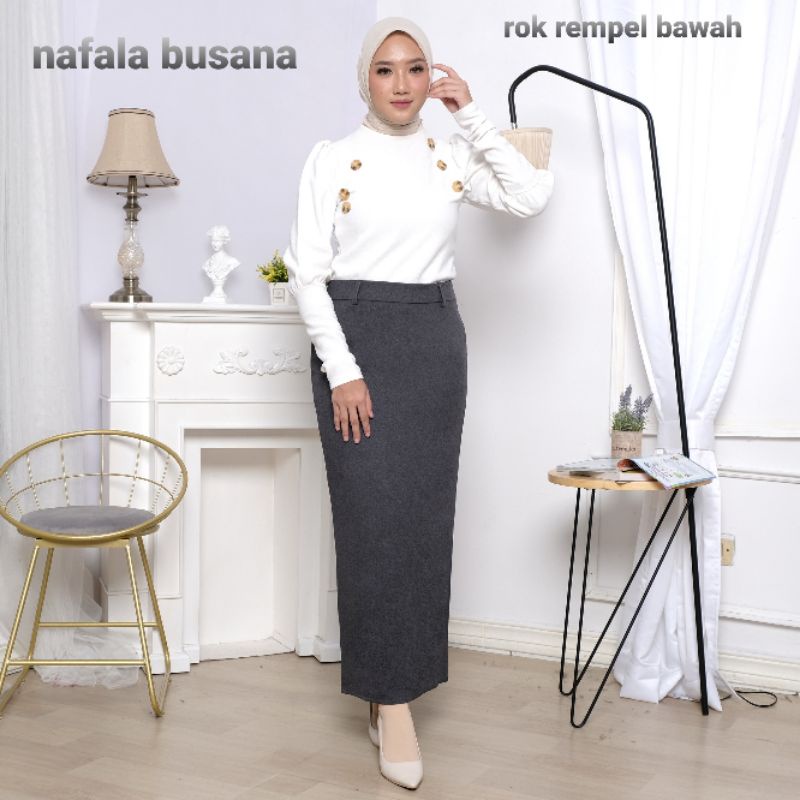 ROK  SPAN KERJA WANITA BAHAN KANTOR FORMAL WANITA  REMPEL BAWAH/BIRON  S.M.L.XL