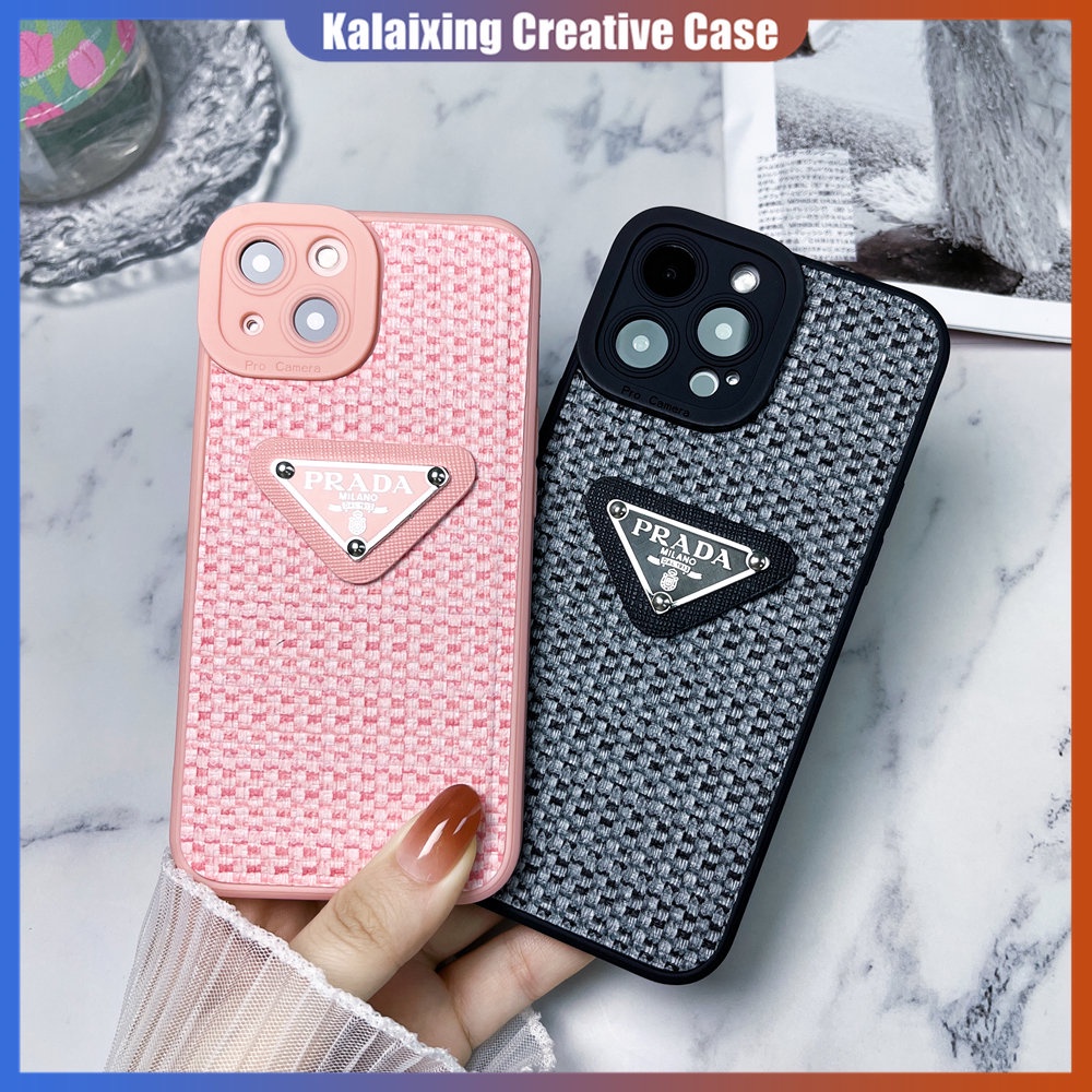 Soft Case Pelindung Lensa Tekstur Prada 3D Untuk iPhone 14 / 13pro / 12promax / 11pro / X Xs Max Xr