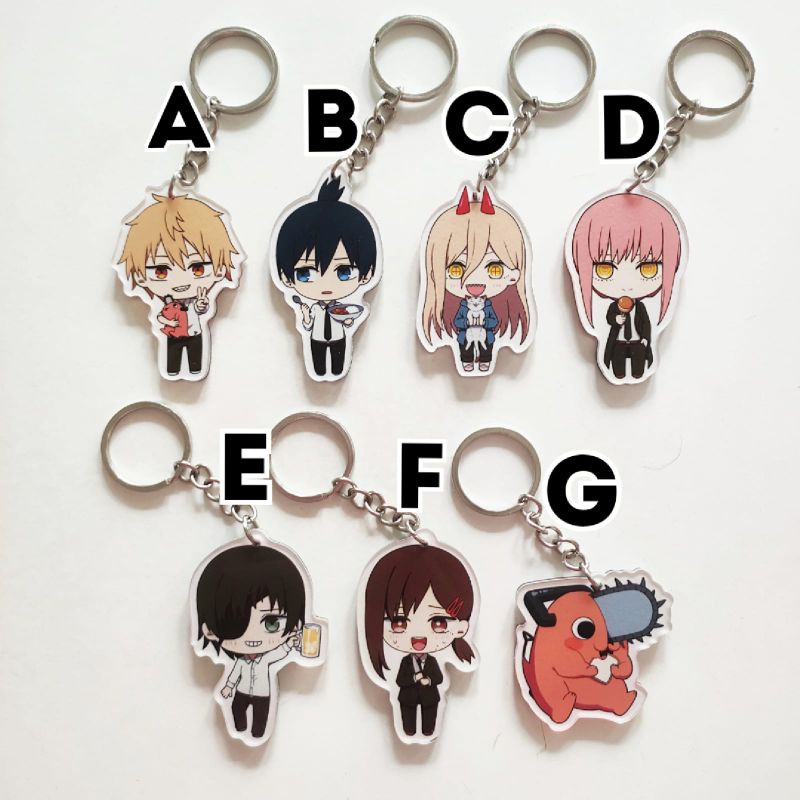Keychain Anime Chainsaw Man 3 Denji Aki Power Makima Himeno Kobeni Pochita Gantungan Kunci Akrilik G