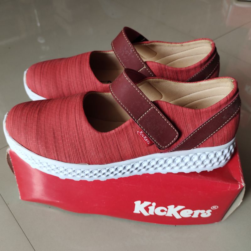 Obral Murah Kickers Sepatu Sandal Wedges Wanita Casual Murah Merah