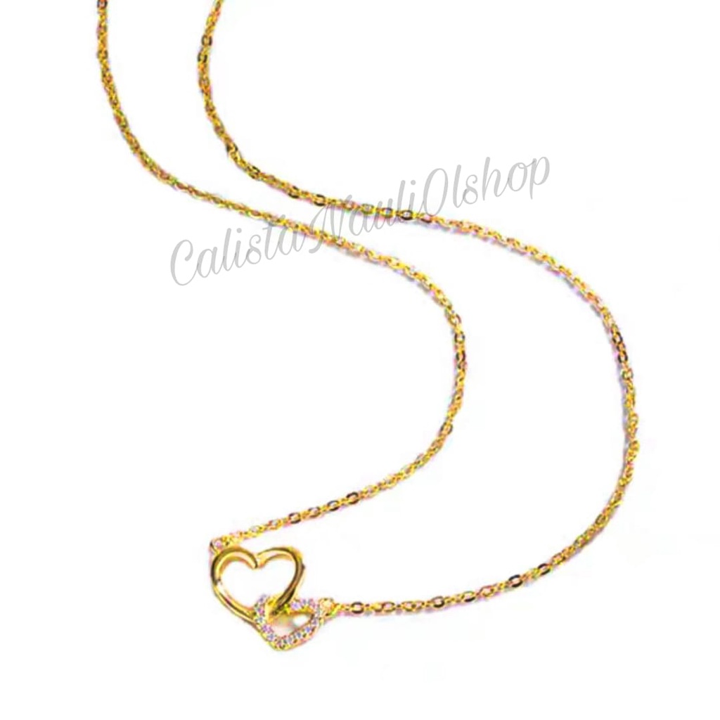 KALUNG TITANIUM CINTA DUA  PERHIASAN EMAS KOREA ANTI KARAT DAN ANTI LUNTUR