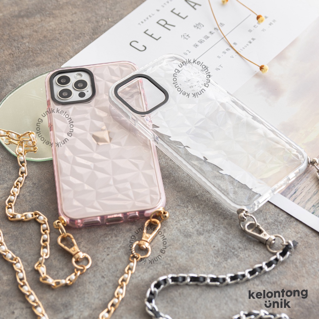 (Seri 2) For iPhone - Anti Knock Diamond Lanyard Rantai Soft Case/ Sling Case Tali