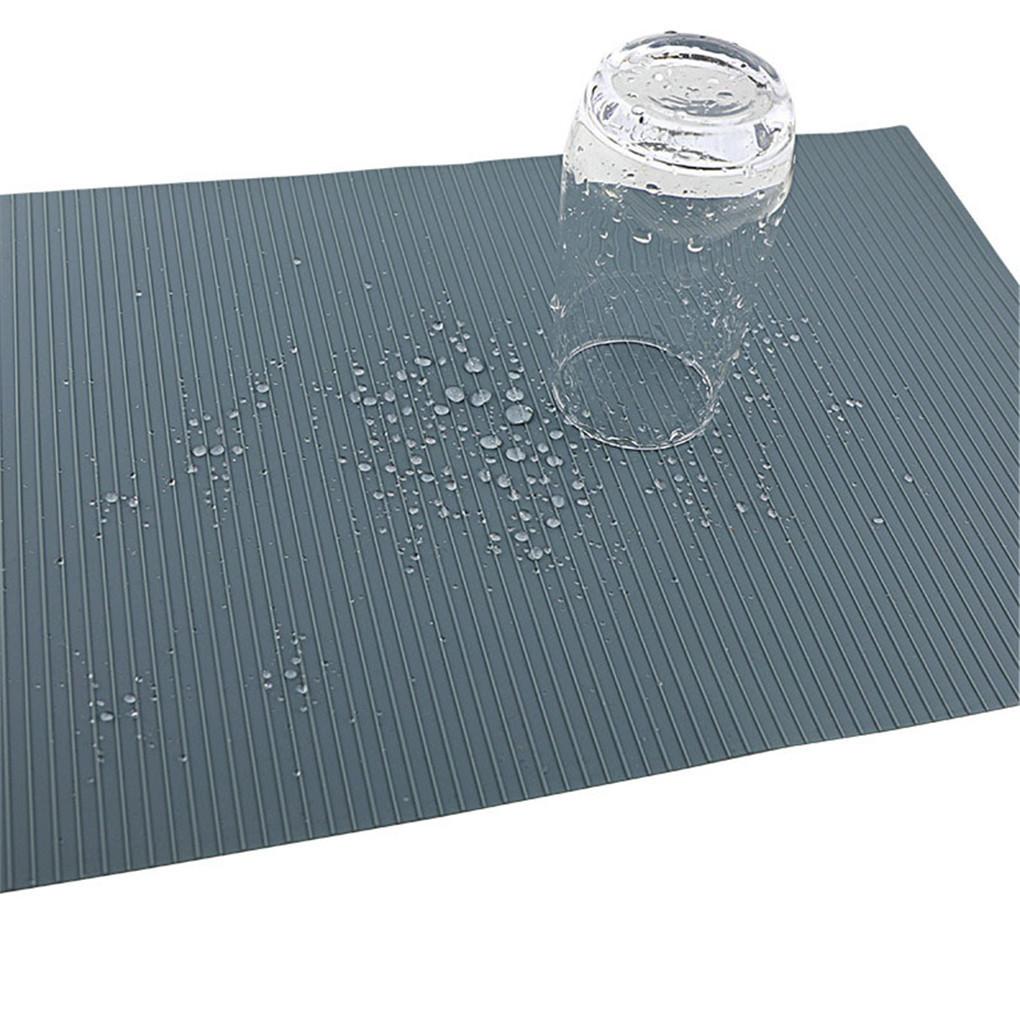 Striped Drain Table Mat Alas Panci Insulasi Dapur Silikon Tahan Panas Non-slip Coaster Biru Navy