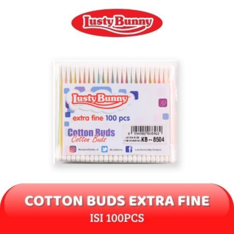 Lusty Bunny Baby Cotton Buds Extra Fine Isi 100pcs - Lustybunny Pembersih Telinga Bayi - Korekan Kapas Kuping Bayi