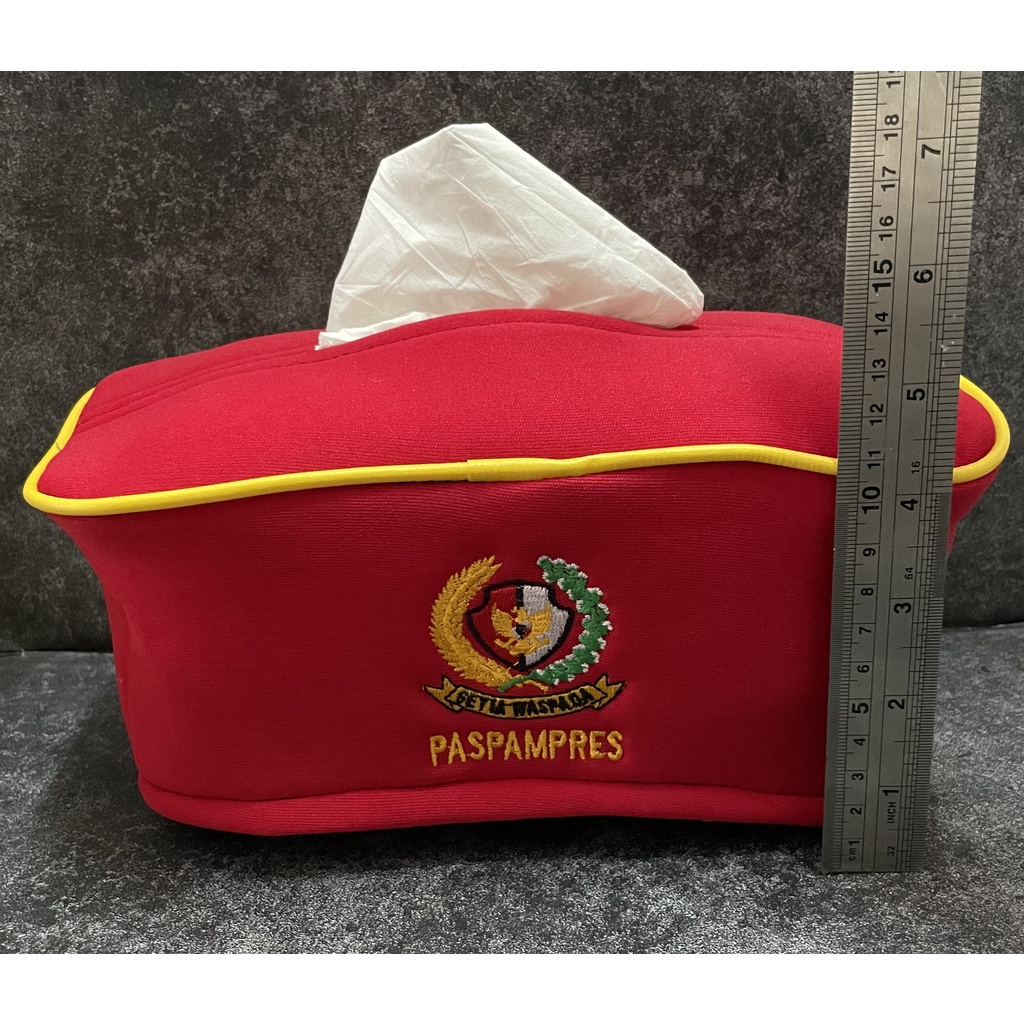 Kotak Tissue Paspampres (Merah) - Tempat Tissue Mobil - Tissue Box Pas