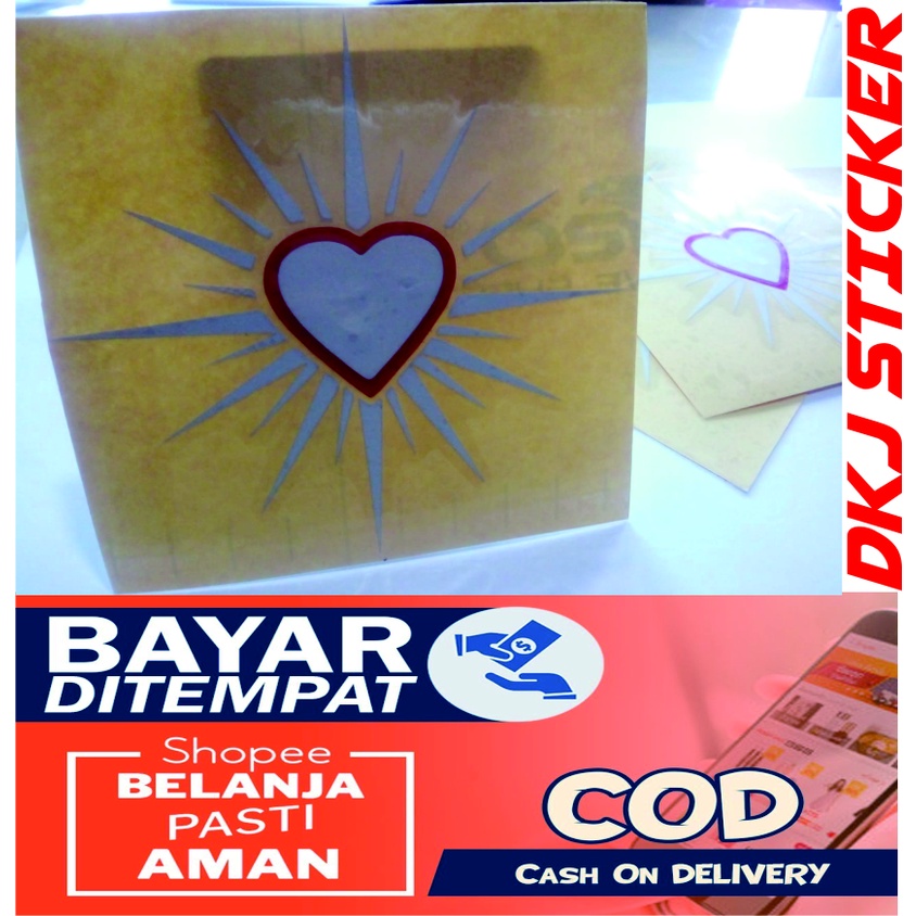 

stiker psht hati bersinar original cuntting komputer 7x7 cm