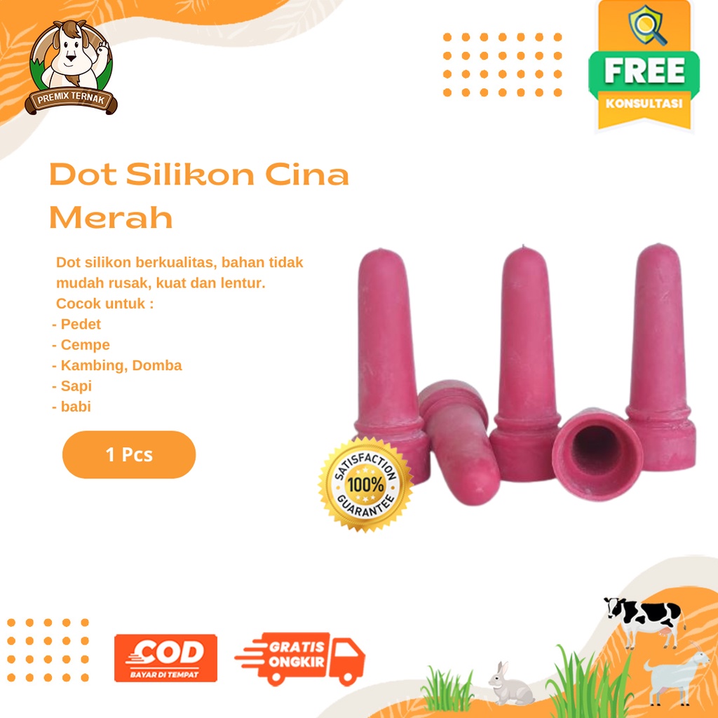 Dot Silikon Merah - Untuk Cempe Kambing Domba Pedet Bahan Karet Silikon Berkualitas