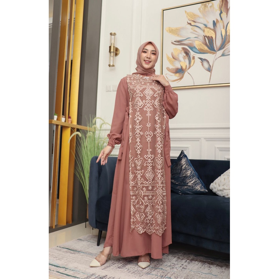 Bayar di Tempat [ COD ] Gamis Wisuda Remaja Terbaru || Terlaris Gamis Pesta Tille Tuton Premium || Gamis Seragam Pesta Modern 2022