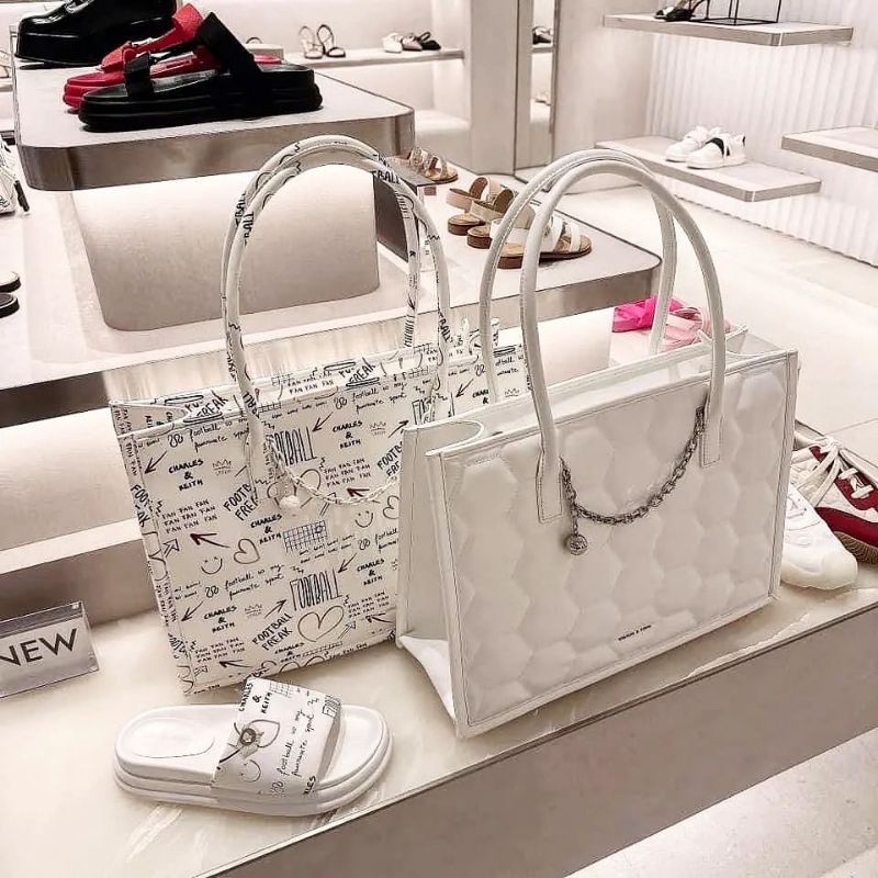 10.10 SALE | CK Graffiti Print Tote Bag / CK Geometric Quilted Tote Bag