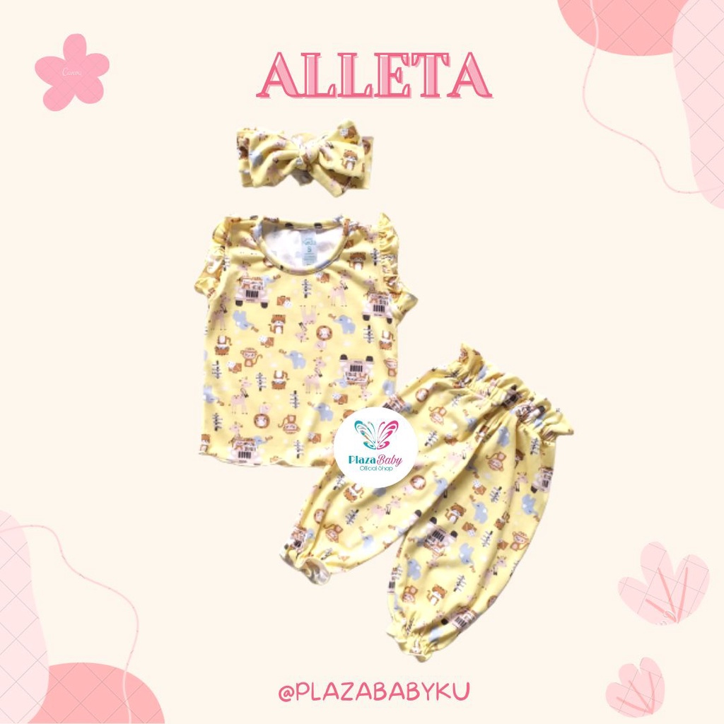 SALE 10.10 Plazababyku MX ALLETA setelan bayi motif bunga yang lucu free headband scrunchie + sandal PART3
