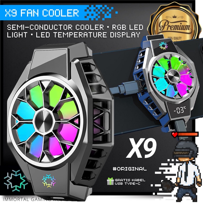 [IM] X9 GAMING Fan Cooler RGB Funcooler Cooling Semicondutor Kipas Pendingin HP USB X-9 Original