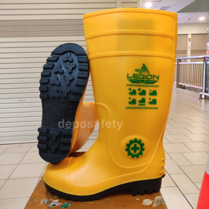 Sepatu Boot Karet Safety Ujung Besi LEGION Steel Toe Safety Shoes Rubber