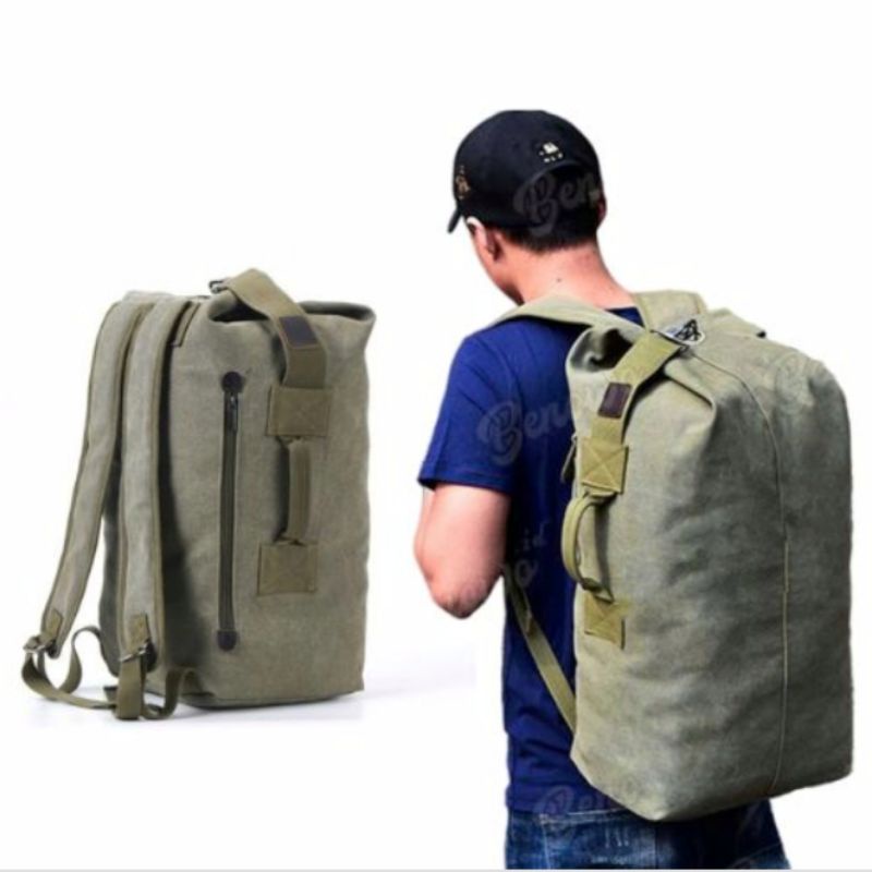 RK001 Tas Punggung Outdoor Large Capacity Men Camping Backpack Canvas